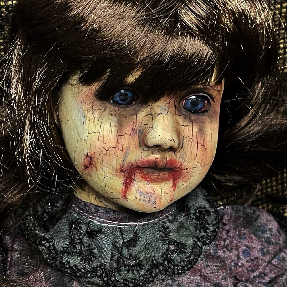 OOAK Creepy Odd 18” Zombie Girl Gore Scary Gory Halloween Prop Horror Art Doll